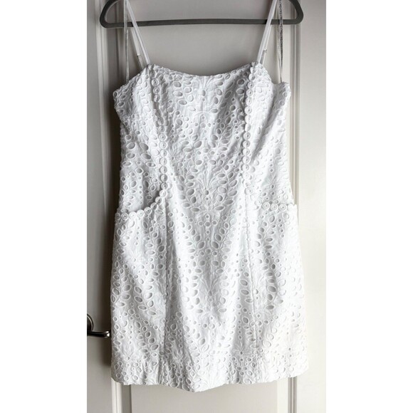 LILLY PULITZER SHELLI Formal Spring dress WHITE MINI EYELET Bow Cutout Size 6 - Picture 10 of 13